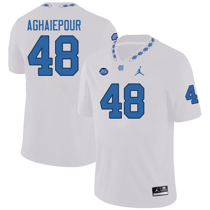Men #48 Milad Aghaiepour North Carolina Tar Heels College Football Jerseys Sale-White